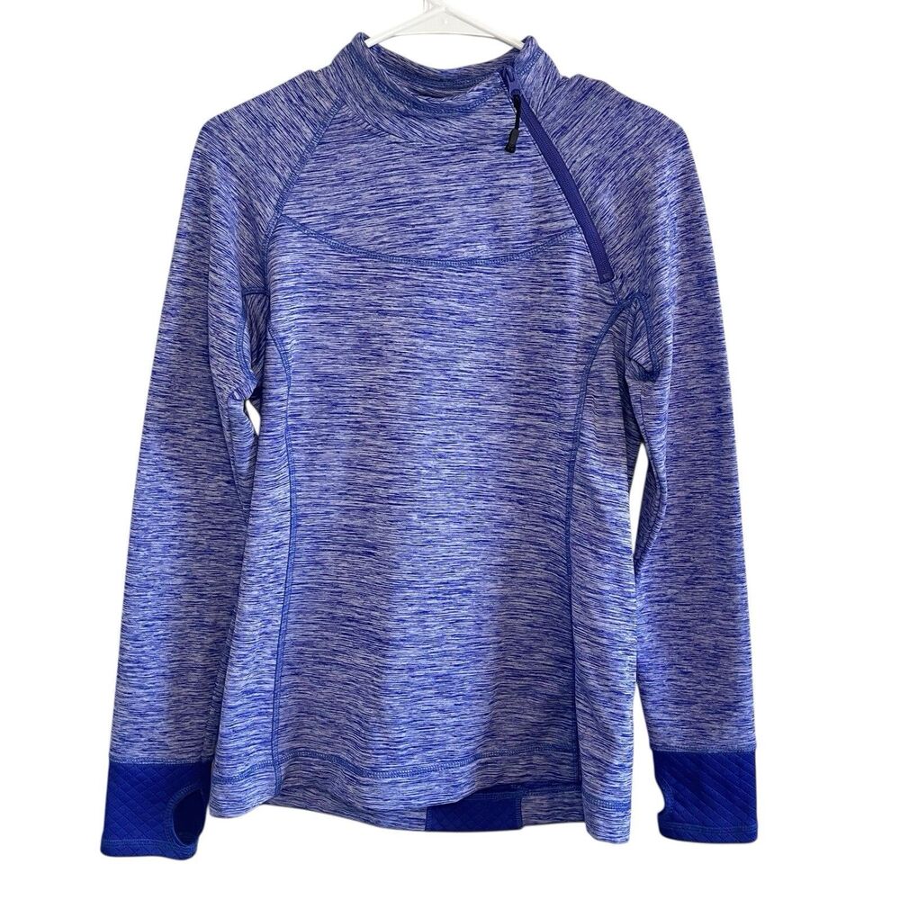 Eddie Bauer Quarter Zip Pullover Sweatshirt Top Thumbholes Purple Women M